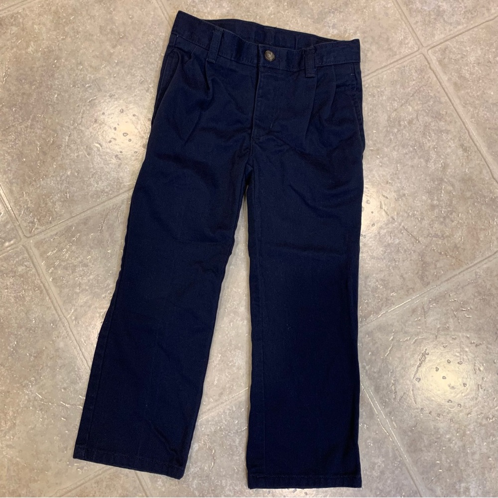 Boys Chaps Navy Blue Slacks School Uniform Pants Chinos Size 4